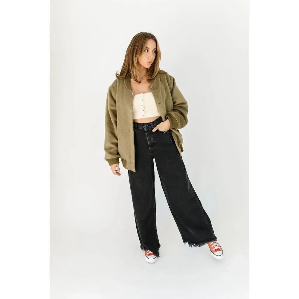 We the Free Women’s Black Old West Slouchy High Rise Wide Leg Jean
